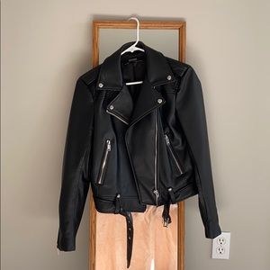 Zara basic black leather jacket size M